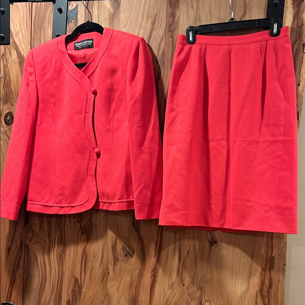 Vintage Suit - Blazer with Button Accents and back zipped skirt